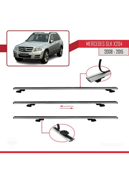 Mercedes Glk Class (X204) 2008-2015 Arası ile Uyumlu Basıc Model Ara Atkı Tavan Barı Gri 3 Adet indirimleri