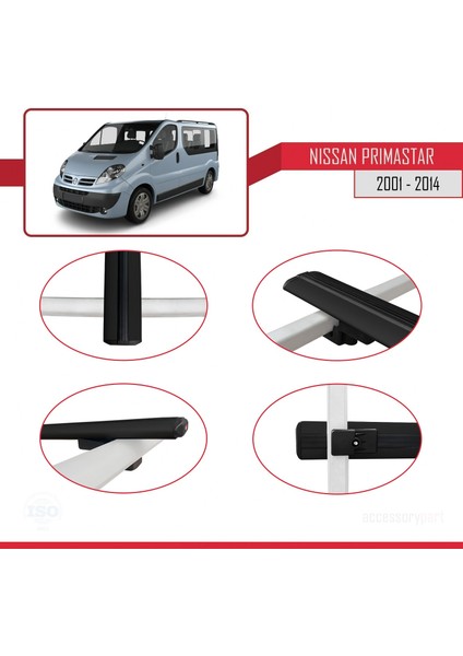 Nissan Primastar 2001-2014 Arası ile Uyumlu Basıc Model Ara Atkı Tavan Barı Siyah 3 Adet