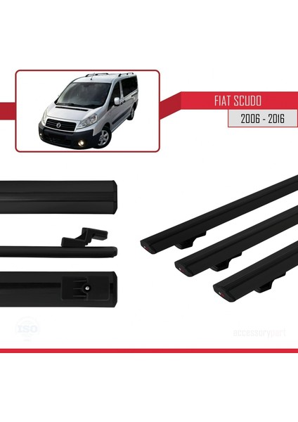 Fiat Scudo 2006-2016 Arası ile Uyumlu Basıc Model Ara Atkı Tavan Barı Siyah 3 Adet modelleri