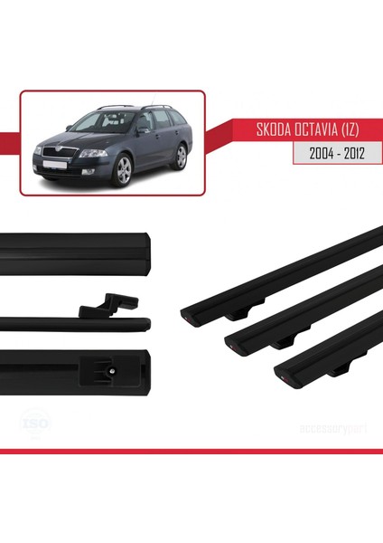 Skoda Octavia (1z) 2004-2012 Arası ile Uyumlu Basıc Model Ara Atkı Tavan Barı Siyah 3 Adet modelleri