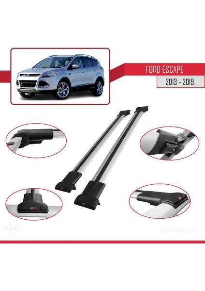 Ford Escape 2013-2019 Arası ile Uyumlu Fly Model Ara Atkı Tavan Barı Gri