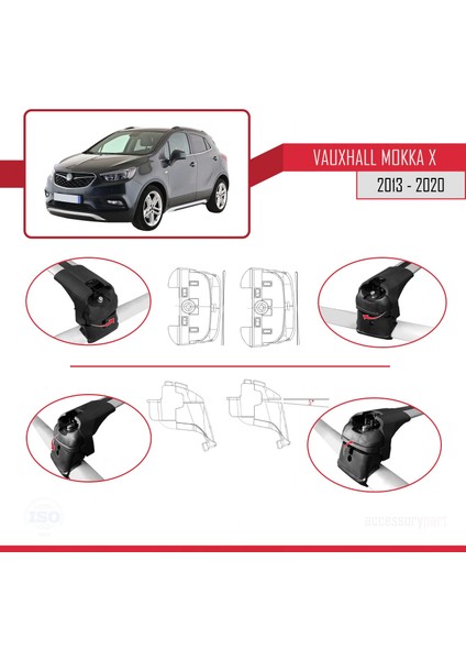 Vauxhall Mokka x 2013-2020 Arası ile Uyumlu Ace-2 Ara Atkı Tavan Barı Gri