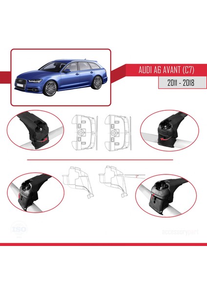 Audi A6 Avant (C7) 2011-2018 Arası ile Uyumlu Ace-2 Ara Atkı Tavan Barı Siyah indirimleri