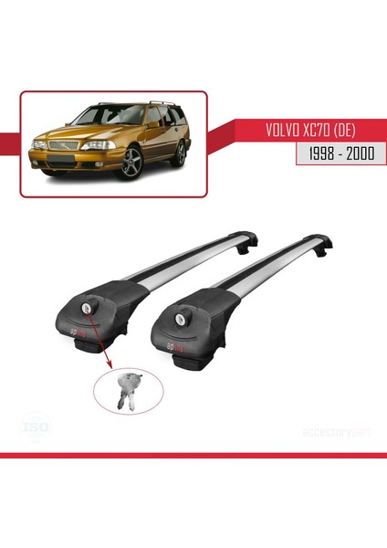 Volvo XC70 (De) 1998-2000 Arası ile Uyumlu Ace-1 Ara Atkı Tavan Barı Gri fırsatları
