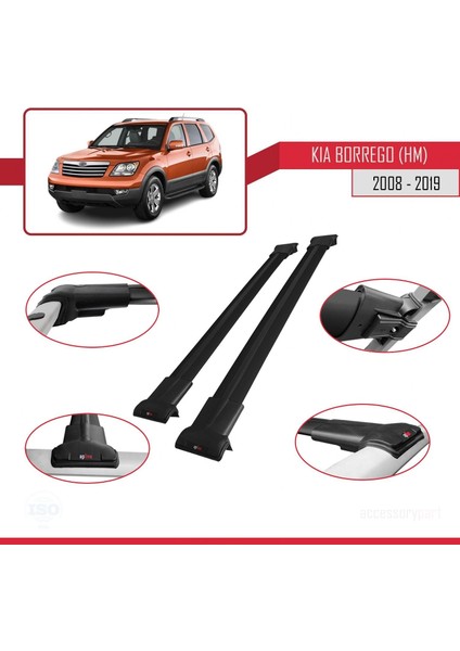 Kia Borrego (Hm) 2008-2019 Arası ile Uyumlu Fly Model Ara Atkı Tavan Barı Siyah fırsatları