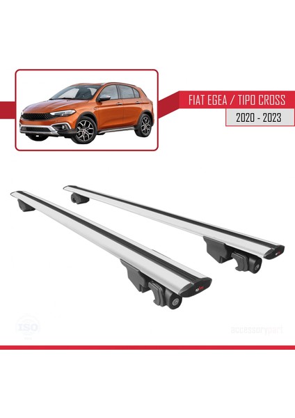 Fiat Egea Cross 2020 ve Sonrası ile Uyumlu Hook Model Anahtar Kilitli Ara Atkı Tavan Barı Gri fırsatları