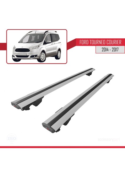 Ford Tourneo Courier 2014-2017 Arası ile Uyumlu Hook Model Anahtar Kilitli Ara Atkı Tavan Barı Gri modelleri