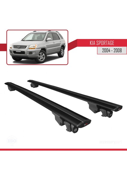 Kia Sportage 2004-2008 Arası ile Uyumlu Hook Model Anahtar Kilitli Ara Atkı Tavan Barı Siyah fırsatları