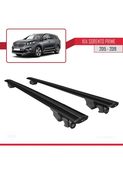 Kia Sorento Prime (Um) 2015-2019 Arası ile Uyumlu Hook Model Anahtar Kilitli Ara Atkı Tavan Barı Siyah fırsatları