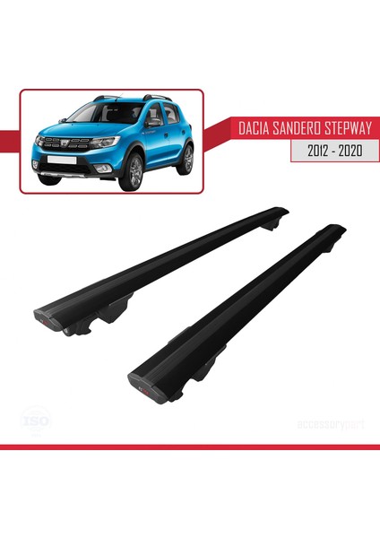 Dacia Sandero Stepway 2012-2020 Arası ile Uyumlu Hook Model Anahtar Kilitli Ara Atkı Tavan Barı Siyah modelleri