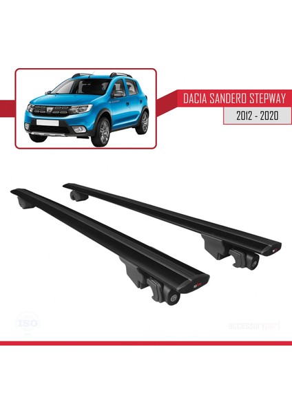 Dacia Sandero Stepway 2012-2020 Arası ile Uyumlu Hook Model Anahtar Kilitli Ara Atkı Tavan Barı Siyah fırsatları