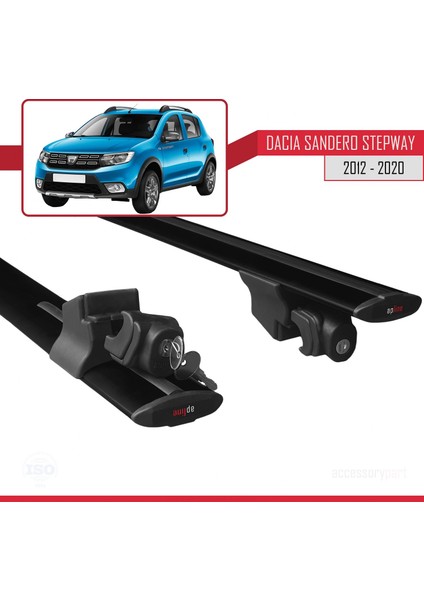 Dacia Sandero Stepway 2012-2020 Arası ile Uyumlu Hook Model Anahtar Kilitli Ara Atkı Tavan Barı Siyah indirimleri