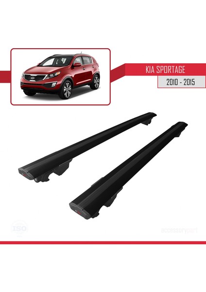 Kia Sportage (Sl) 2010-2015 Arası ile Uyumlu Hook Model Anahtar Kilitli Ara Atkı Tavan Barı Siyah modelleri