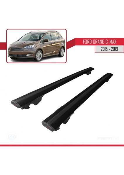 Ford Grand C-Max 2015-2019 Arası ile Uyumlu Hook Model Anahtar Kilitli Ara Atkı Tavan Barı Siyah modelleri
