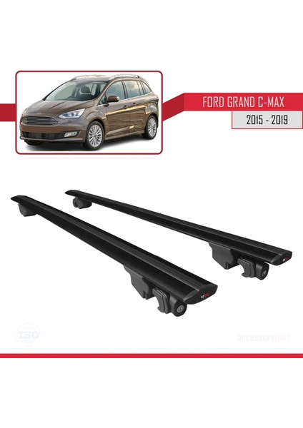 Ford Grand C-Max 2015-2019 Arası ile Uyumlu Hook Model Anahtar Kilitli Ara Atkı Tavan Barı Siyah fırsatları
