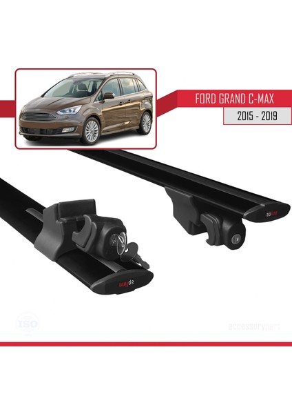 Ford Grand C-Max 2015-2019 Arası ile Uyumlu Hook Model Anahtar Kilitli Ara Atkı Tavan Barı Siyah indirimleri