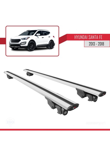 Hyundai Santa Fe (Dm) 2013-2018 Arası ile Uyumlu Hook Model Anahtar Kilitli Ara Atkı Tavan Barı Gri fırsatları