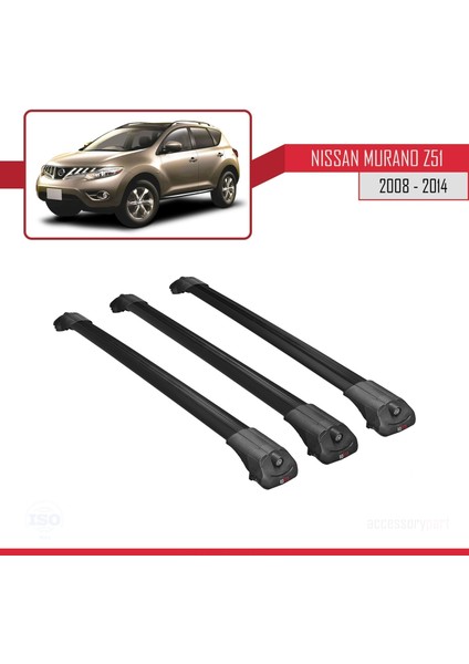 Nissan Murano (Z51) 2008-2014 Arası ile Uyumlu Ace-1 Ara Atkı Tavan Barı Siyah 3 Adet Bar modelleri
