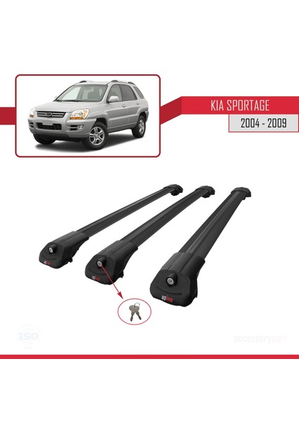 Kia Sportage 2004-2009 Arası ile Uyumlu Ace-1 Ara Atkı Tavan Barı Siyah 3 Adet Bar fırsatları