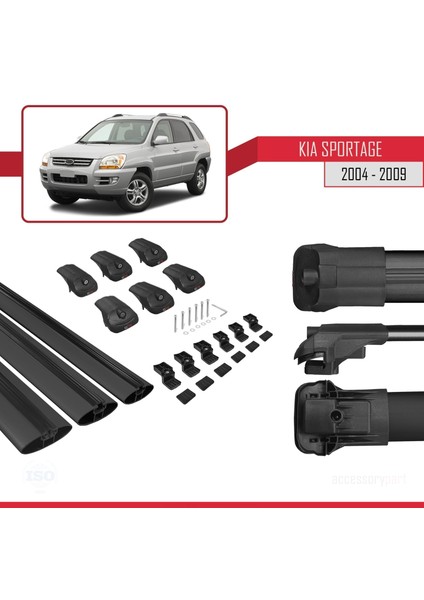 Kia Sportage 2004-2009 Arası ile Uyumlu Ace-1 Ara Atkı Tavan Barı Siyah 3 Adet Bar indirimleri