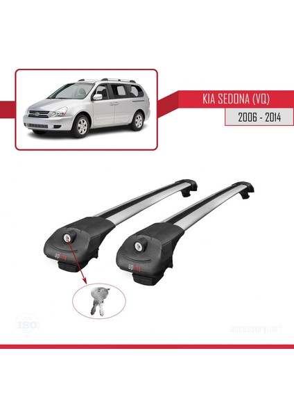 Kia Sedona (Vq) 2006-2014 Arası ile Uyumlu Ace-1 Ara Atkı Tavan Barı Gri fırsatları