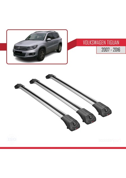Volkswagen Tiguan 2007-2016 Arası ile Uyumlu Ace-1 Ara Atkı Tavan Barı Gri 3 Adet Bar modelleri