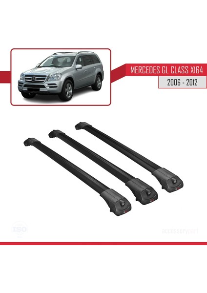 Mercedes Gl Class (X164) 2006-2012 Arası ile Uyumlu Ace-1 Ara Atkı Tavan Barı Siyah 3 Adet Bar modelleri