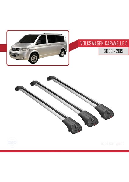Volkswagen Caravelle (T5) 2003-2015 Arası ile Uyumlu Ace-1 Ara Atkı Tavan Barı Gri 3 Adet Bar modelleri