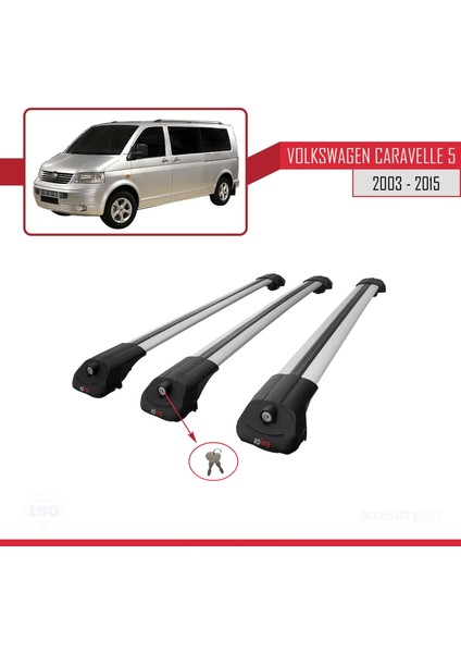 Volkswagen Caravelle (T5) 2003-2015 Arası ile Uyumlu Ace-1 Ara Atkı Tavan Barı Gri 3 Adet Bar fırsatları