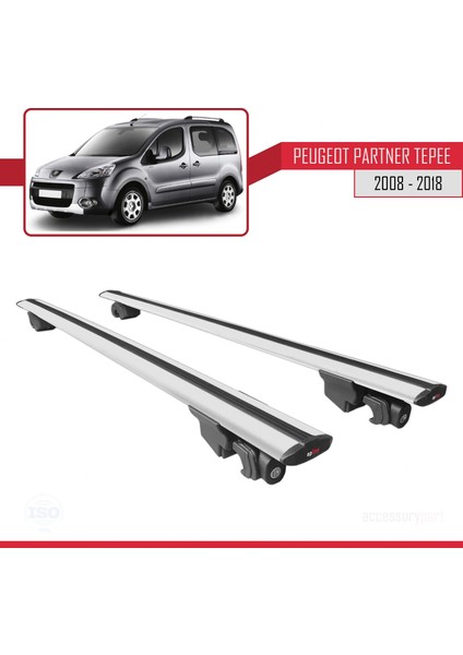 Peugeot Partner Tepe 2008-2018 Arası ile Uyumlu Hook Model Anahtar Kilitli Ara Atkı Tavan Barı Gri fırsatları