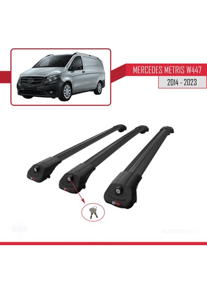Mercedes Metris (W447) 2014 ve Sonrası ile Uyumlu Ace-1 Ara Atkı Tavan Barı Siyah 3 Adet Bar fırsatları
