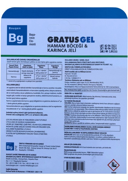 Gratus Gel 5 gr Hamam Böceği Karınca Jel