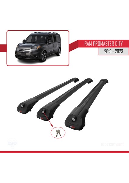 Ram Promaster City 2015 ve Sonrası ile Uyumlu Ace-1 Ara Atkı Tavan Barı Siyah 3 Adet Bar