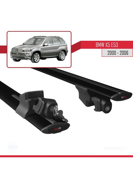 Bmw X5 (E53) 2000-2006 Arası ile Uyumlu Hook Model Anahtar Kilitli Ara Atkı Tavan Barı Siyah indirimleri