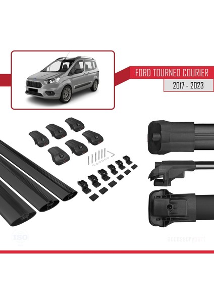 Ford Tourneo Courier 2017 ve Sonrası ile Uyumlu Ace-1 Ara Atkı Tavan Barı Siyah 3 Adet Bar indirimleri