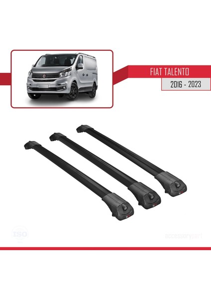 Fiat Talento 2016 ve Sonrası ile Uyumlu Ace-1 Ara Atkı Tavan Barı Siyah 3 Adet Bar