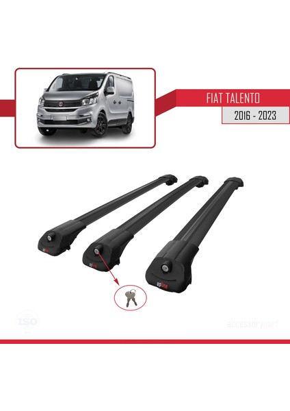 Fiat Talento 2016 ve Sonrası ile Uyumlu Ace-1 Ara Atkı Tavan Barı Siyah 3 Adet Bar