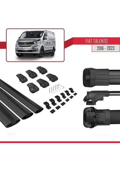 Fiat Talento 2016 ve Sonrası ile Uyumlu Ace-1 Ara Atkı Tavan Barı Siyah 3 Adet Bar