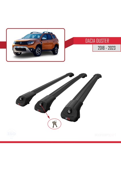 Dacia Duster 2018 ve Sonrası ile Uyumlu Ace-1 Ara Atkı Tavan Barı Siyah 3 Adet Bar fırsatları