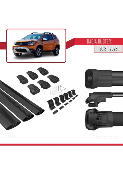 Dacia Duster 2018 ve Sonrası ile Uyumlu Ace-1 Ara Atkı Tavan Barı Siyah 3 Adet Bar indirimleri