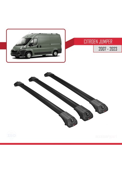 Citroen Jumper 2007 ve Sonrası ile Uyumlu Ace-1 Ara Atkı Tavan Barı Siyah 3 Adet Bar