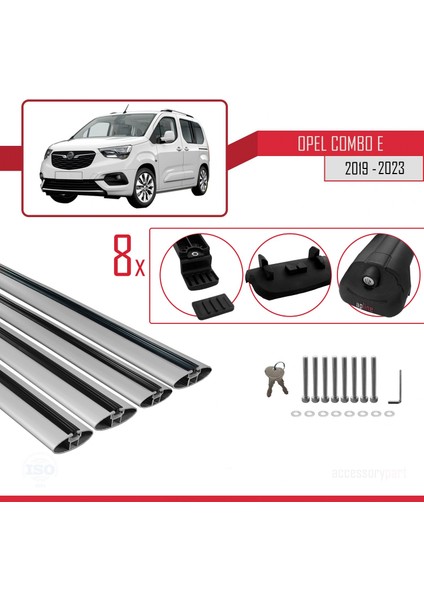 Opel Combo (E) 2019 ve Sonrası ile Uyumlu Ace-1 Ara Atkı Tavan Barı Gri 4 Adet Bar indirimleri