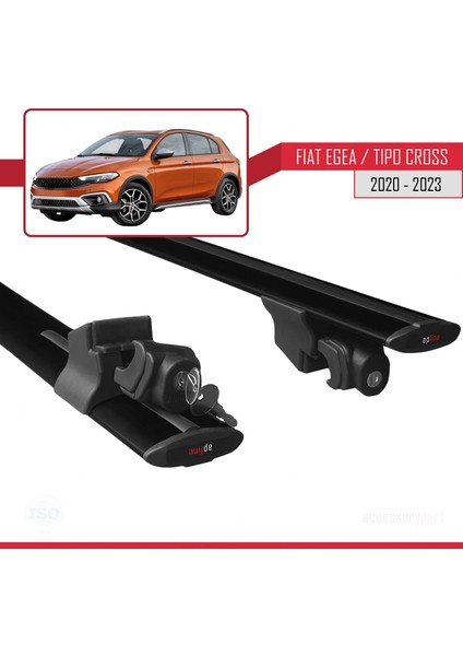 Fiat Egea Cross 2020 ve Sonrası ile Uyumlu Hook Model Anahtar Kilitli Ara Atkı Tavan Barı Siyah indirimleri