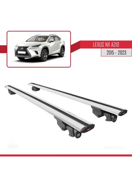 Lexus Nx (AZ10) 2015 ve Sonrası ile Uyumlu Hook Model Anahtar Kilitli Ara Atkı Tavan Barı Gri