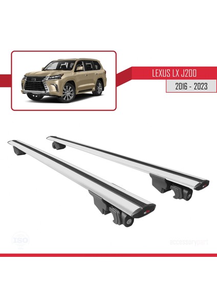 Lexus Lx (J200) 2016 ve Sonrası ile Uyumlu Hook Model Anahtar Kilitli Ara Atkı Tavan Barı Gri fırsatları