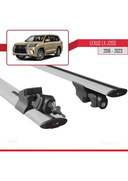 Lexus Lx (J200) 2016 ve Sonrası ile Uyumlu Hook Model Anahtar Kilitli Ara Atkı Tavan Barı Gri indirimleri