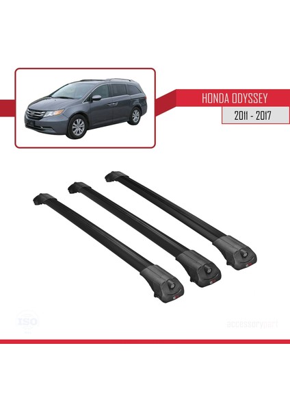 Honda Odyssey 2011-2017 Arası ile Uyumlu Ace-1 Ara Atkı Tavan Barı Siyah 3 Adet Bar modelleri