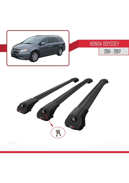Honda Odyssey 2011-2017 Arası ile Uyumlu Ace-1 Ara Atkı Tavan Barı Siyah 3 Adet Bar fırsatları