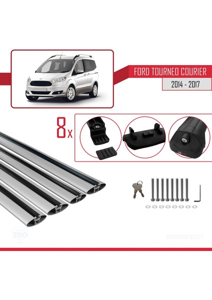 Ford Tourneo Courier 2014-2017 Arası ile Uyumlu Ace-1 Ara Atkı Tavan Barı Gri 4 Adet Bar indirimleri