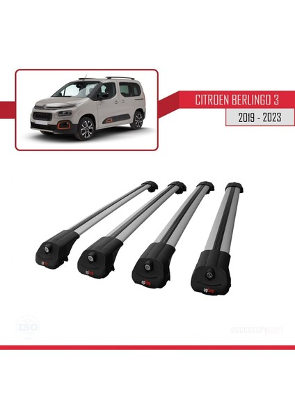 Citroen Berlingo 2019 ve Sonrası ile Uyumlu Ace-1 Ara Atkı Tavan Barı Gri 4 Adet Bar modelleri